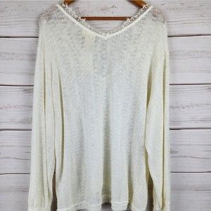 Blu Pepper Creme Sweater V-neck NEW Junior's Large